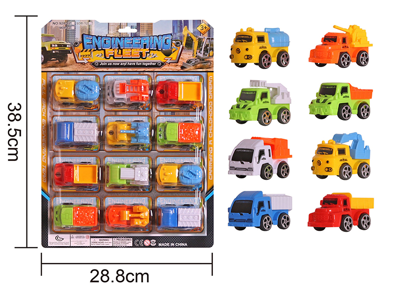 Pull Back Military Truck Engineering Truck 12pcs