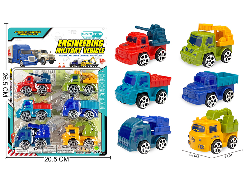Pull Back Military Truck Engineering Truck 6pcs