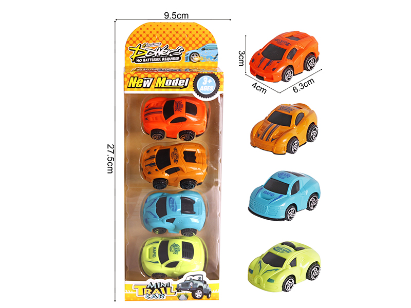 Pull Back Cartoon Sports Cars 4pcs