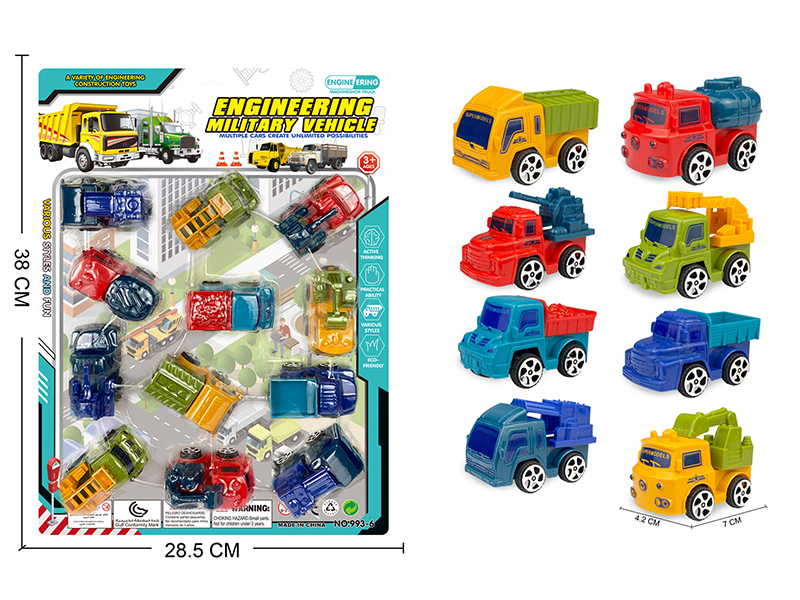 Pull Back Engineering Truck Military Truck 12pcs