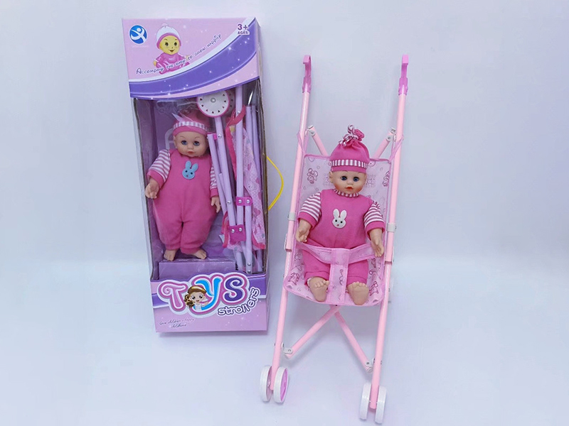Iron Stroller +Stuffed Boy Baby Doll(With 4 Sounds IC)