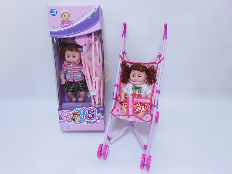 Iron Stroller +14 Inch Girl Baby Doll(With 4 Sounds IC)