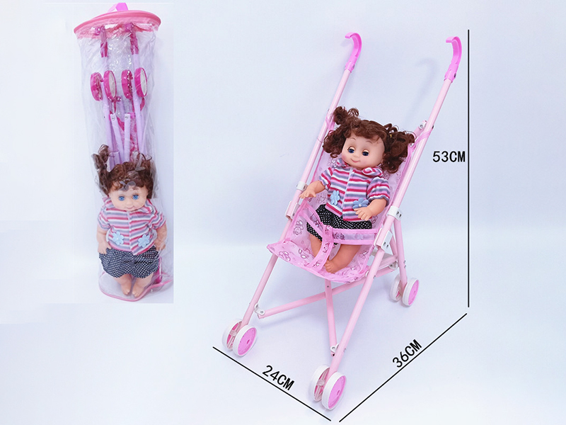 Iron Stroller +14 Inch Girl Baby Doll(With 4 Sounds IC)