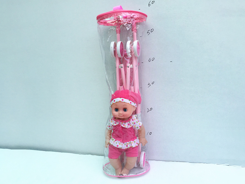 Iron Stroller +14 Inch Boy Baby Doll(With 4 Sounds IC)