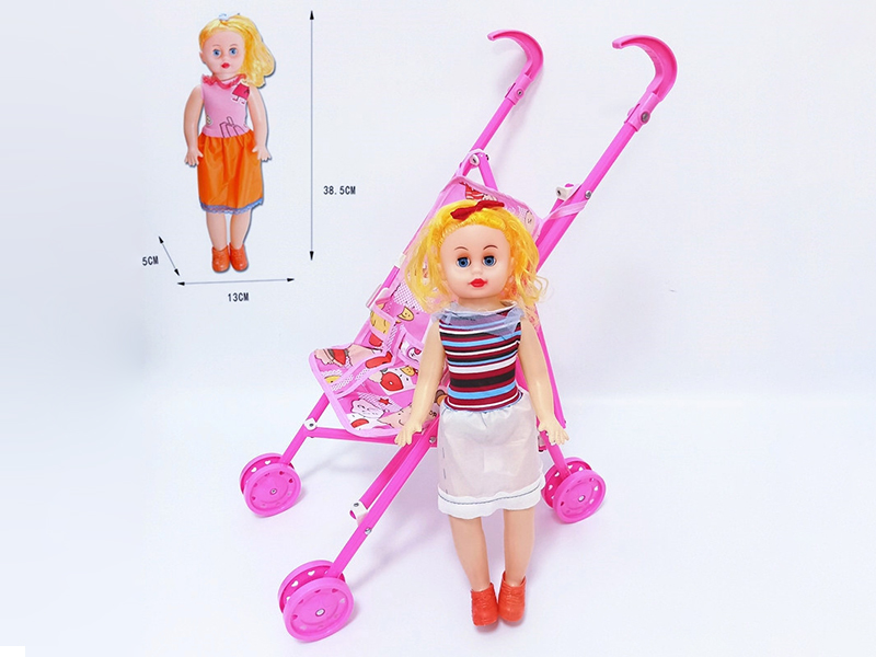 Plastic Stroller +18 Inch Girl Doll