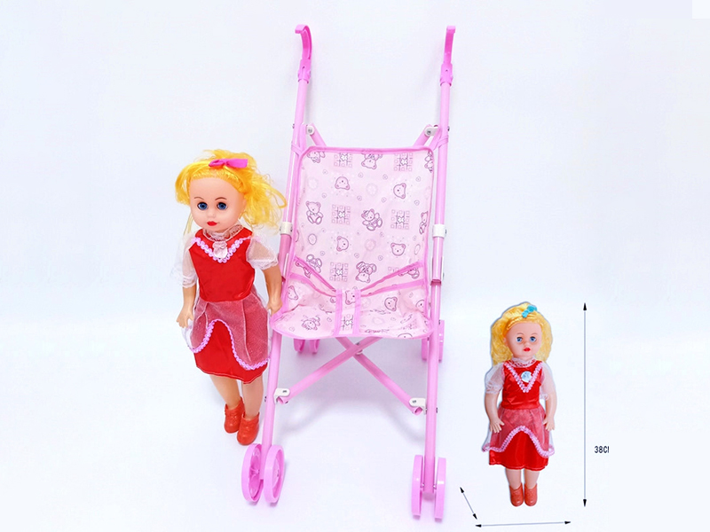 Plastic Stroller +18 Inch Girl Doll