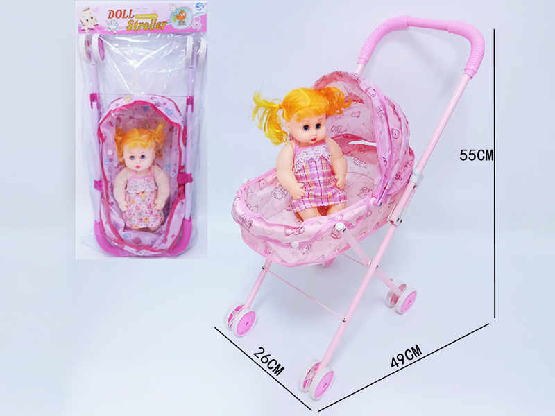 Iron Stroller +12 Inch Girl Baby Doll