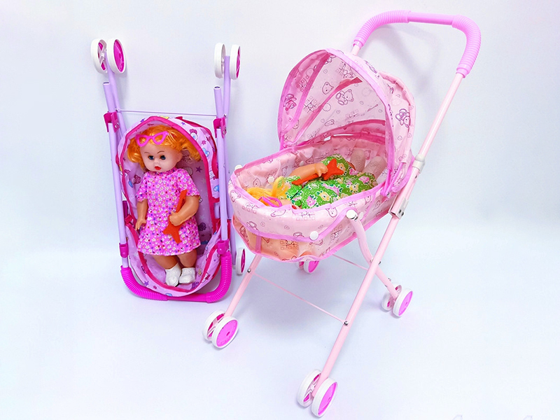 Iron Stroller +14 Inch Girl Baby Doll