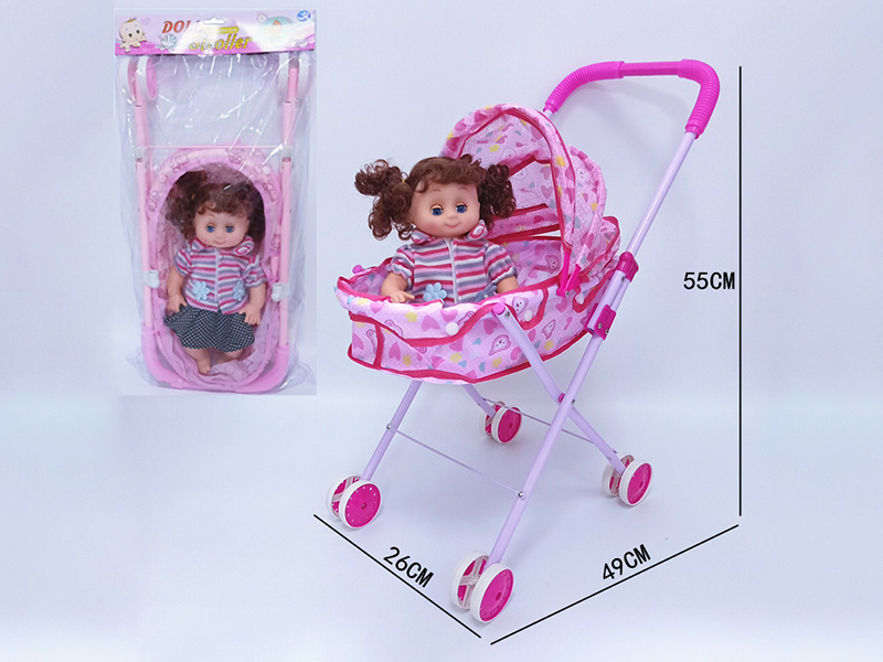 Iron Stroller +14 Inch Girl Baby Doll(With 4 Sounds IC)