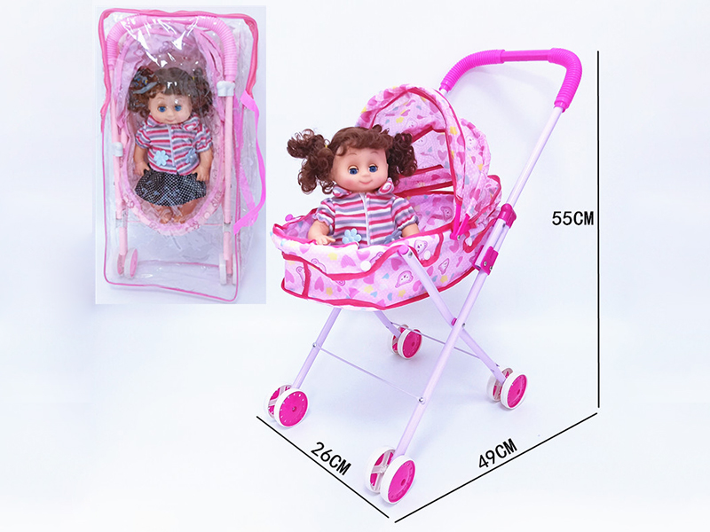 Iron Stroller +14 Inch Girl Baby Doll(With 4 Sounds IC)