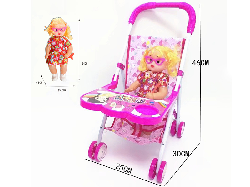 Iron Stroller  With Tray +Doll