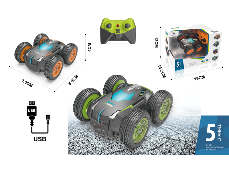 Mini 5Ch R/C High And Low Speed Double-Sided Stunt Vehicle