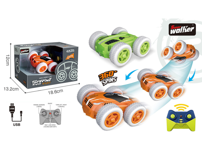 Mini 5Ch R/C High And Low Speed Double-Sided Stunt Vehicle