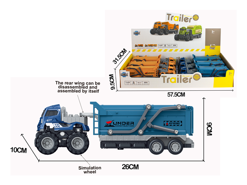 6PCS 4Wd Friction Alloy Engineering Transport Vehicle