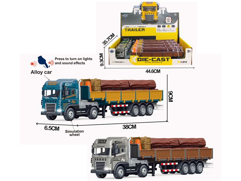 4PCS Friction Alloy Transport Vehicle With Light And Sound