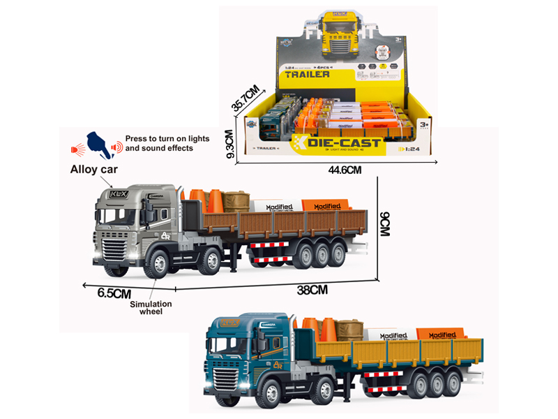 4PCS Friction Alloy Transport Vehicle With Light And Sound