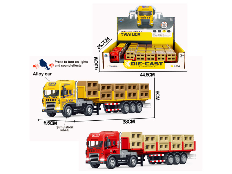 4PCS Friction Alloy Transport Vehicle With Light And Sound