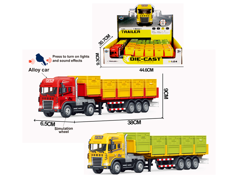 4PCS Friction Alloy Transport Vehicle With Light And Sound