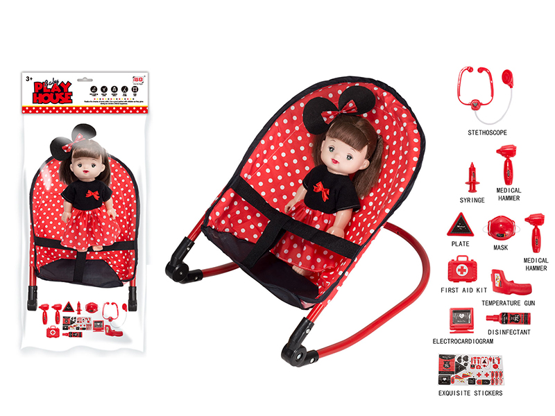 Iron Baby Bouncer + Doll With IC + Doctor Set