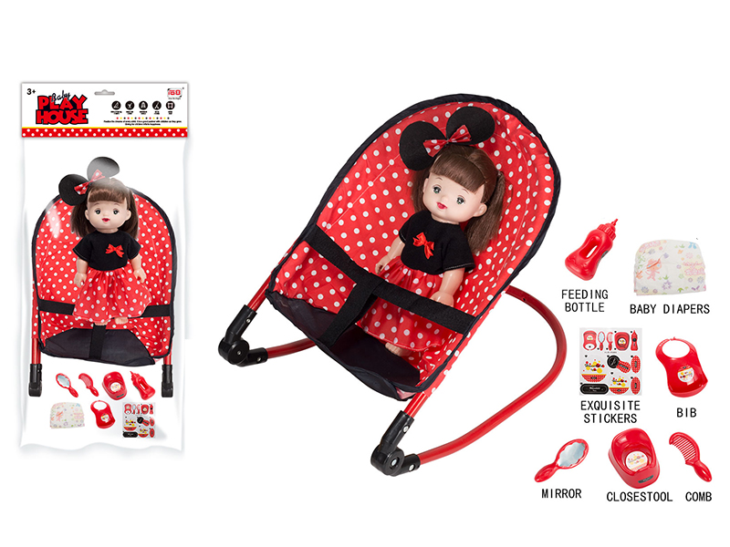 Iron Baby Bouncer + Doll With IC + Daily Care Set