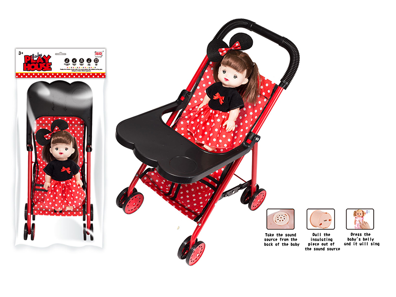 Baby Stroller With Dinner Plate + Doll With IC