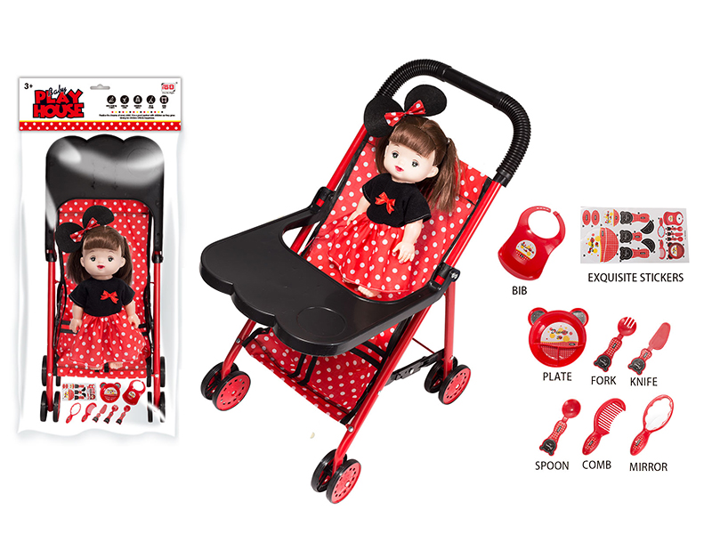 Baby Stroller With Dinner Plate + Doll With IC