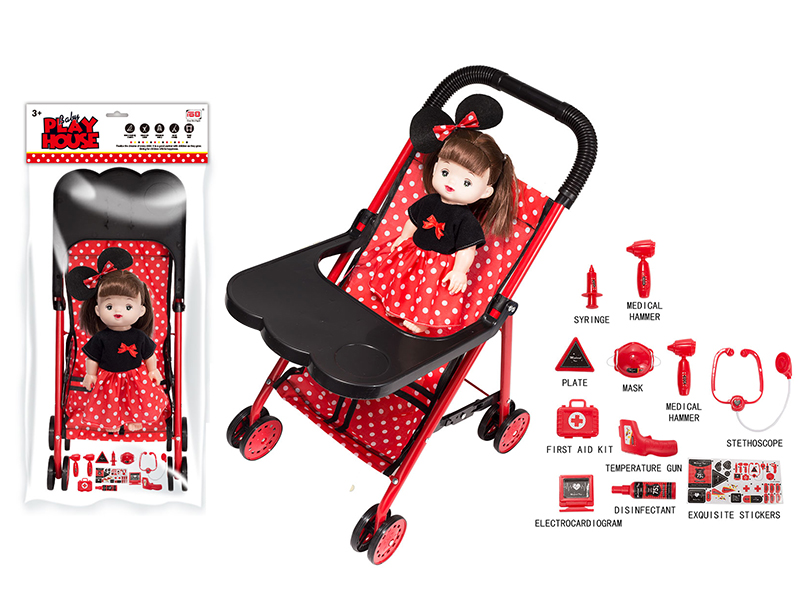 Baby Stroller With Dinner Plate + Doll With IC