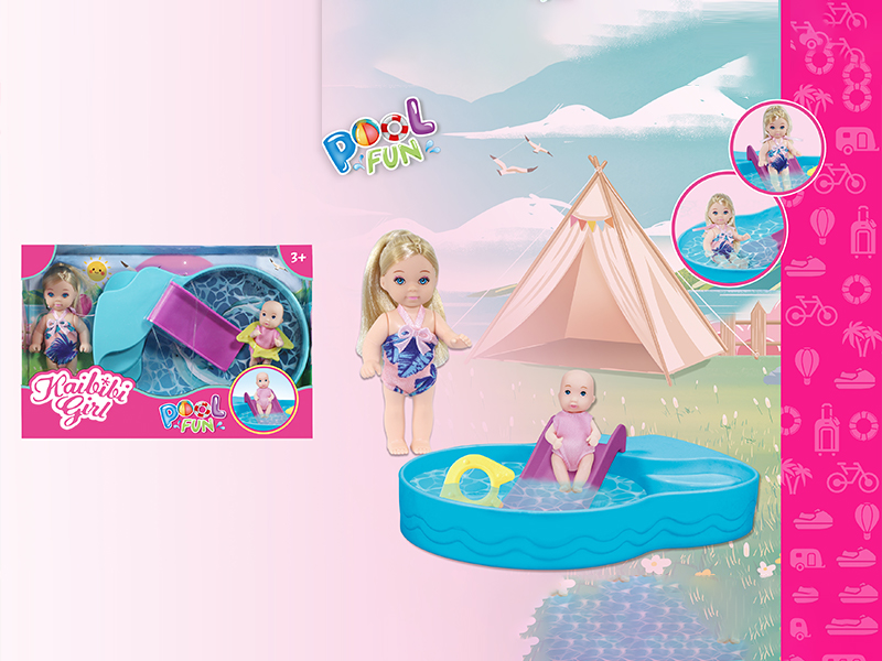 3.5 Inch Girl Doll Bathtub Set