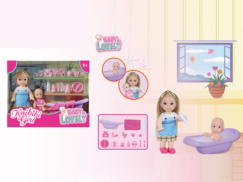 3.5 Inch Girl Doll Bathtub Set