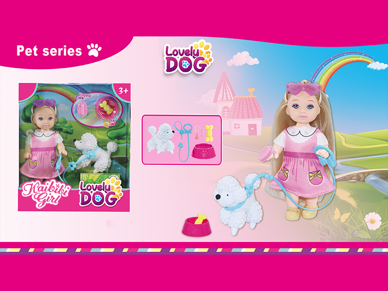 3.5 Inch Girl Doll With Poodle Sets