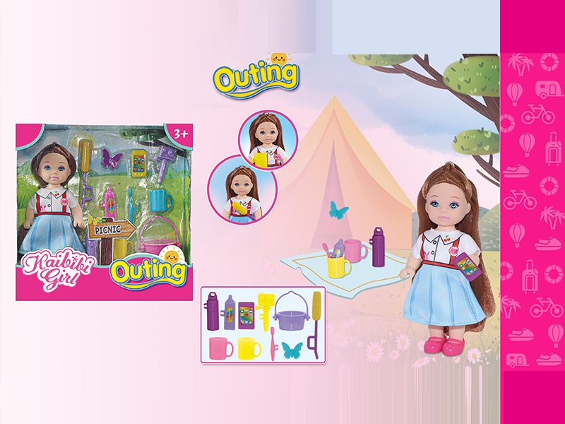 3.5 Inch Girl Doll Picnic Set