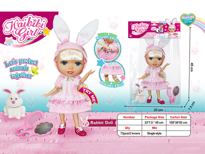 12 Inch Solid Joint Music Girl Doll(Pink Rabbit Theme)