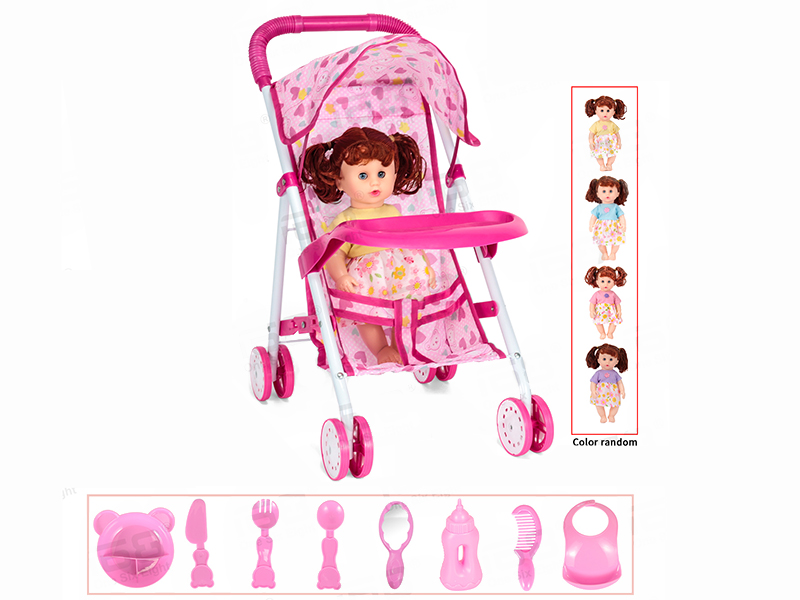 Baby Stroller Toy With Adjustable Dinner Plate + 12