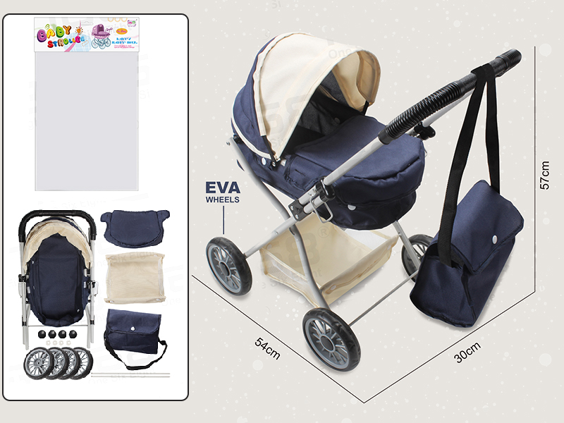 Baby Stroller + Storage Basket + Handbag + Cover(EVA Wheel)(Bearing 50KG)