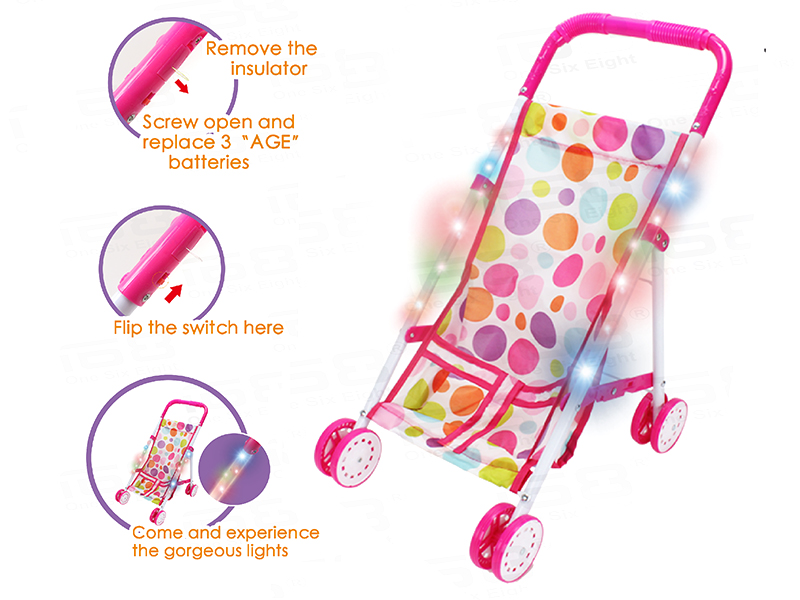 Iron Baby Stroller(With Colorful Lights)