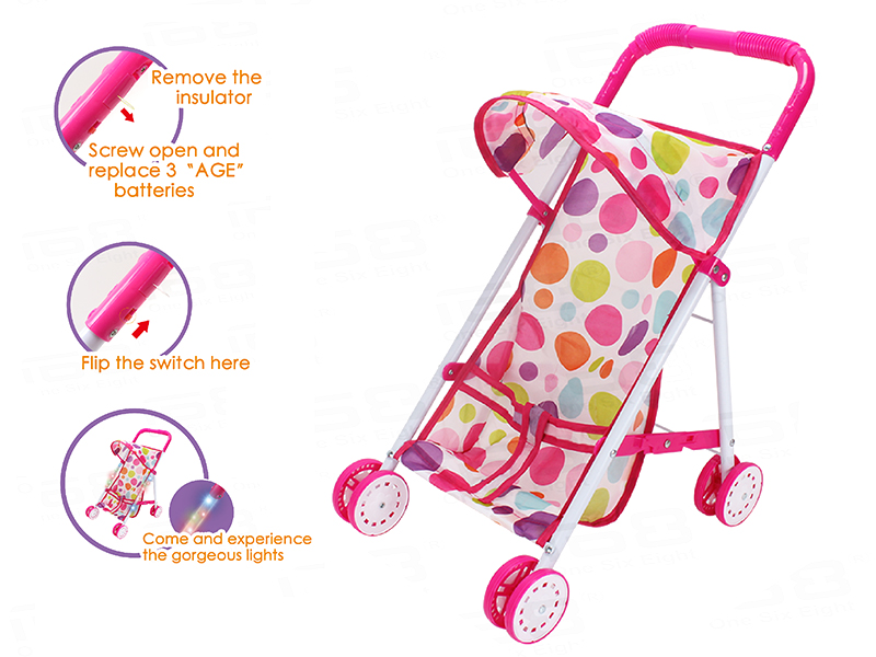 Iron Baby Sunshade Stroller (With Colorful Lights)
