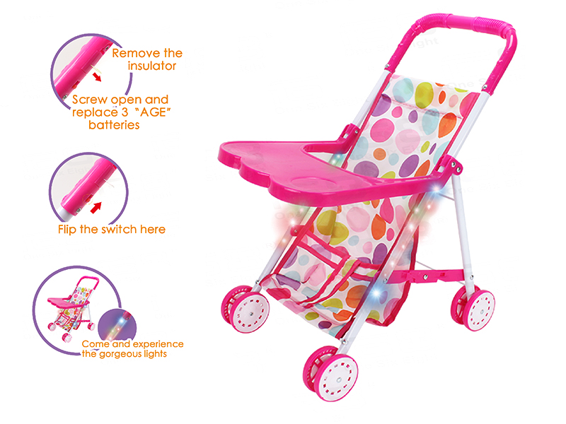 Iron Baby Stroller With Colorful Lights + Dinner Plate