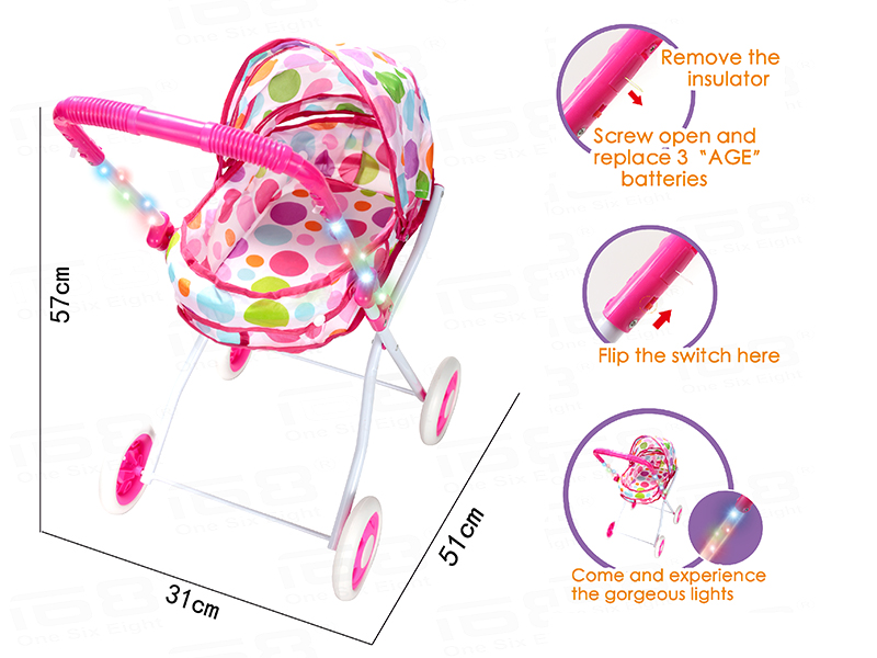 Iron Baby Stroller With Colorful Lights