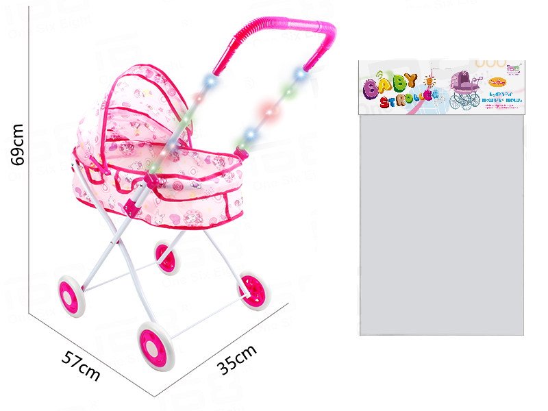 Iron Toy Baby Stroller With Colorful Lights