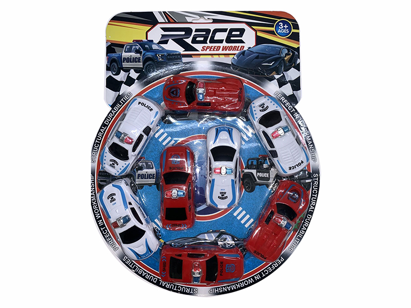 Solid Color Pull Back Police Car 8pcs