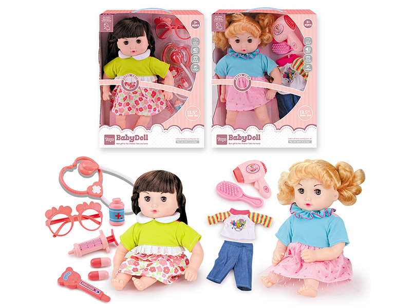 13.5 Inch Stuffed Cotton Girl Doll With 4 Sounds IC + Accessories