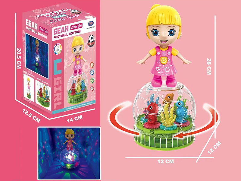 B/O Rotating Little Girl With Light