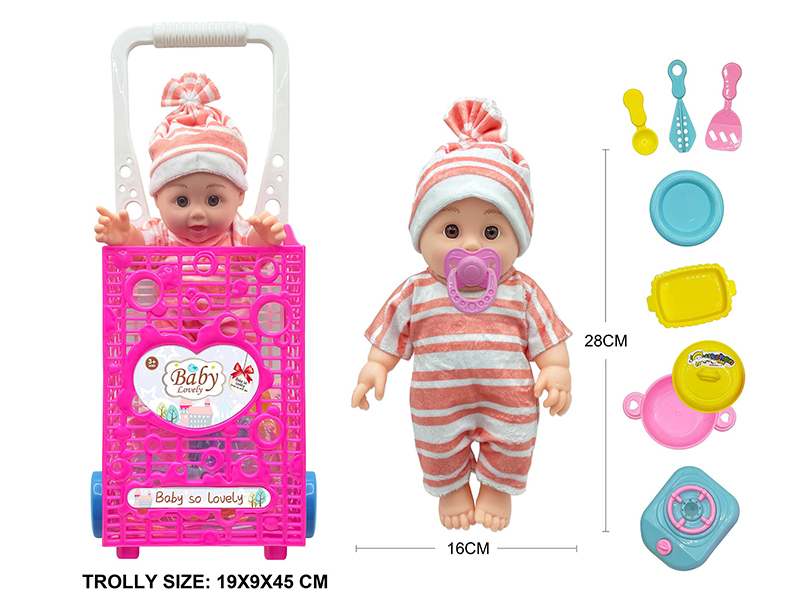 12 Inch Vinyl Doll With Trolley,Accessories