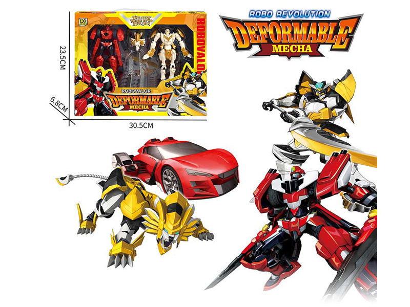 Transformable Vigorous Warrior Car And Lion Robot 2PCS