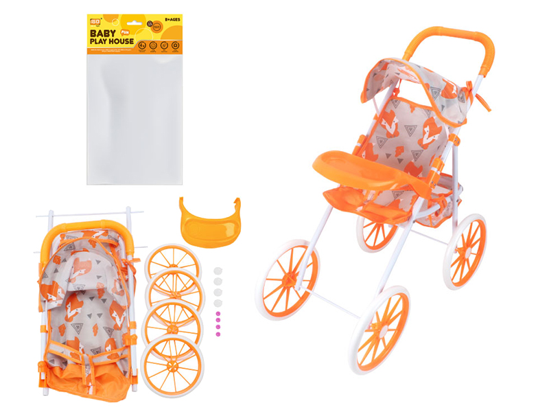 Self-Assembling Toy Baby Stroller With Dinner Plate(EVA Wheel)