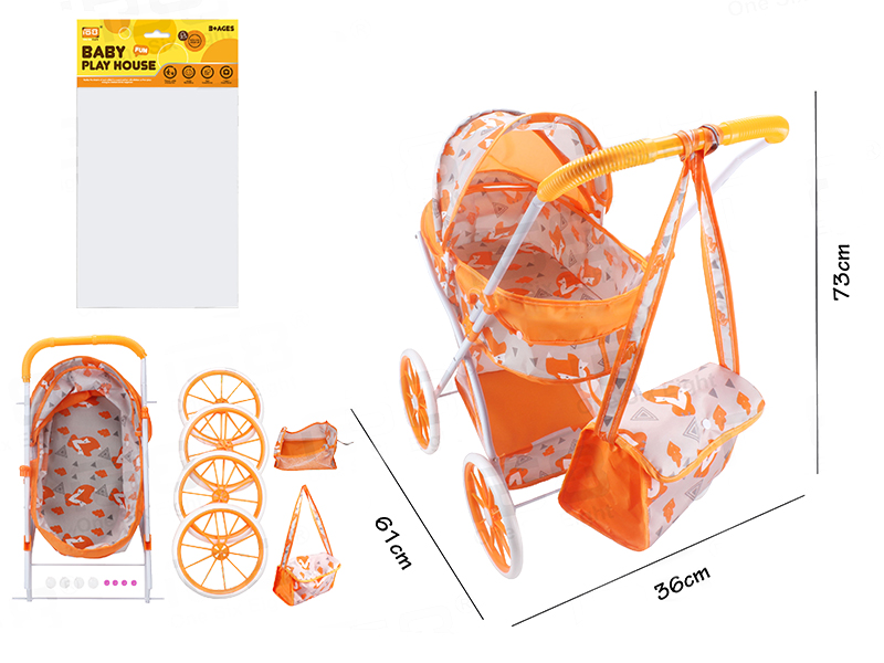 Self-Assembling Toy Baby Stroller(EVA Wheel) + Storage Basket + Storage Bag