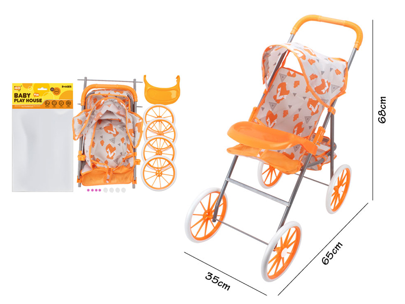 Self-Assembling Toy Baby Stroller With Dinner Plate(EVA Wheel)