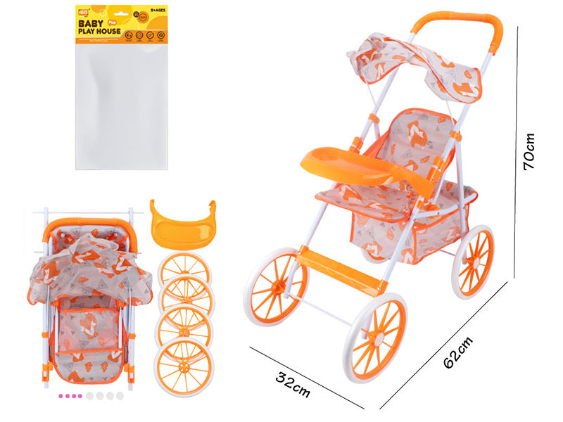 Self-Assembling Toy Baby Stroller With Dinner Plate(EVA Wheel)