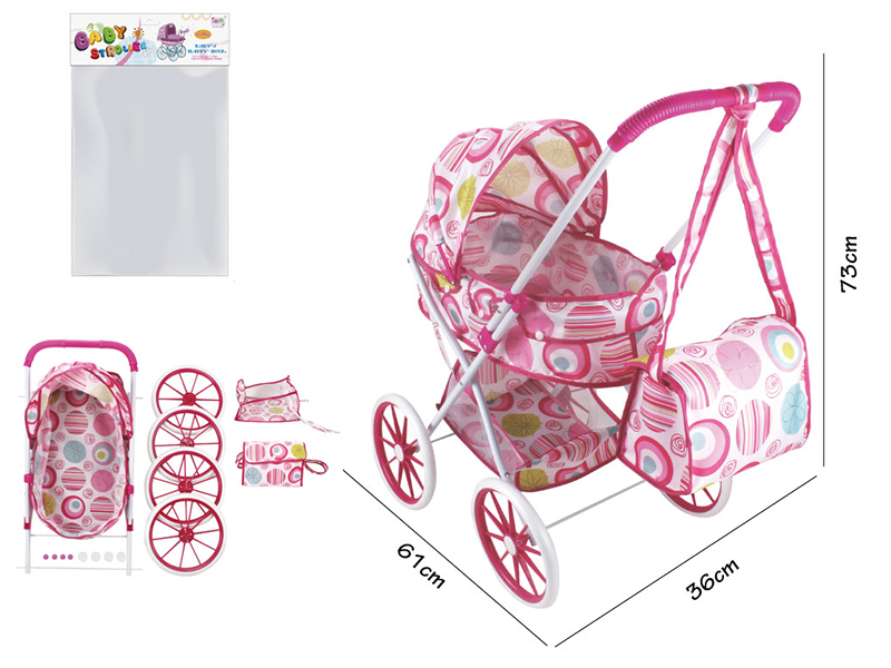 Self-Assembling Toy Baby Stroller(EVA Wheel) + Storage Basket + Storage Bag