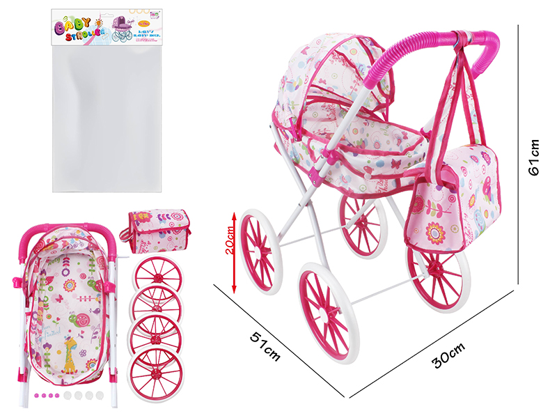 Self-Assembling Toy Baby Stroller(EVA Wheel) + Storage Bag
